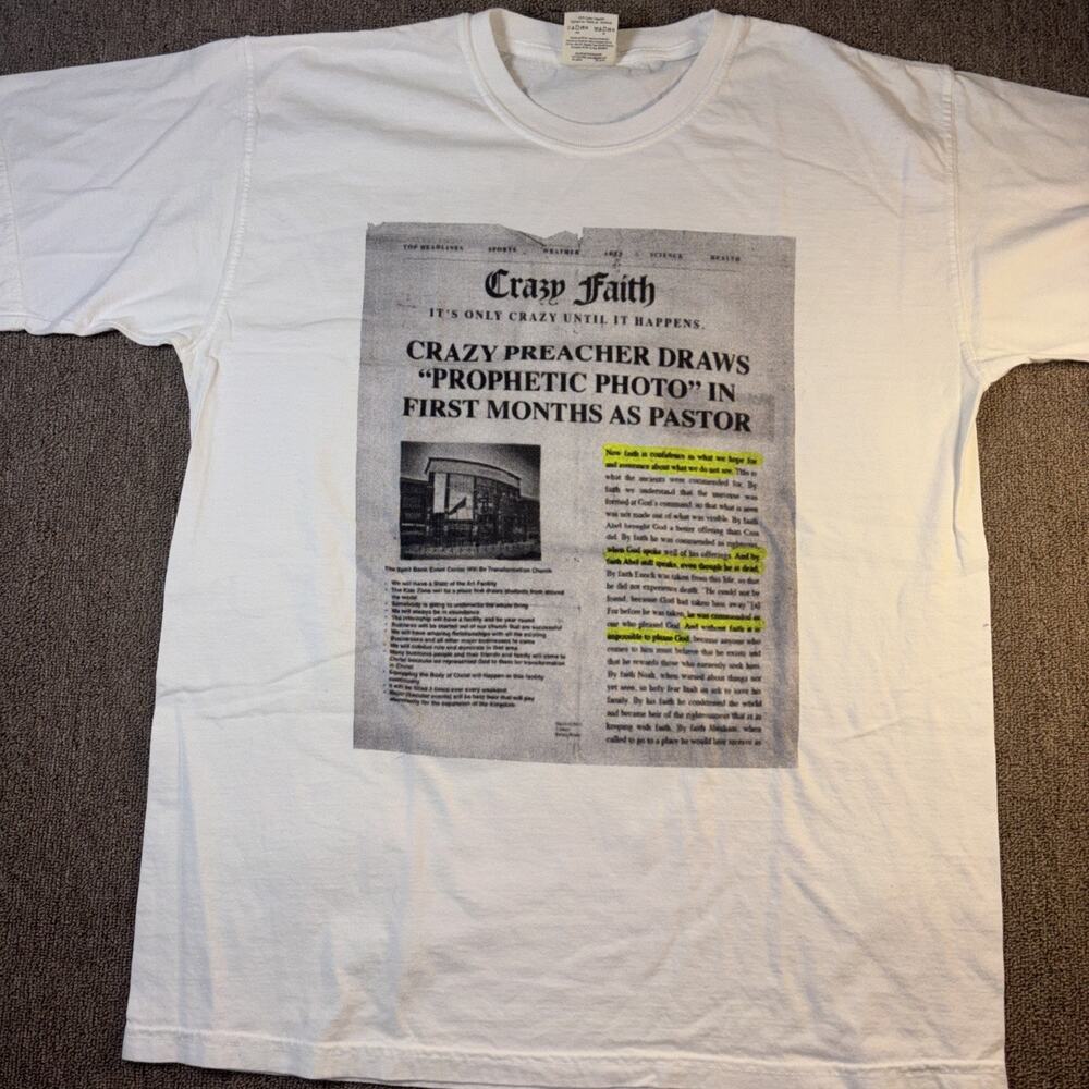 Vintage Crazy Faith Church Group Buys SpiritBank Event Center Bixby OK T Shirt L